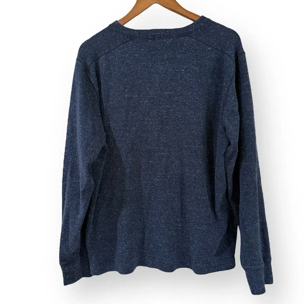 J. Crew Oarsman Heritage Henley Shirt Long Sleeve Blue Speckled Cotton Men's XL